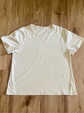 nuuds Vintage Cotton Everyday Tee Shirt Size M Bone Cream/Off White Crew Neck